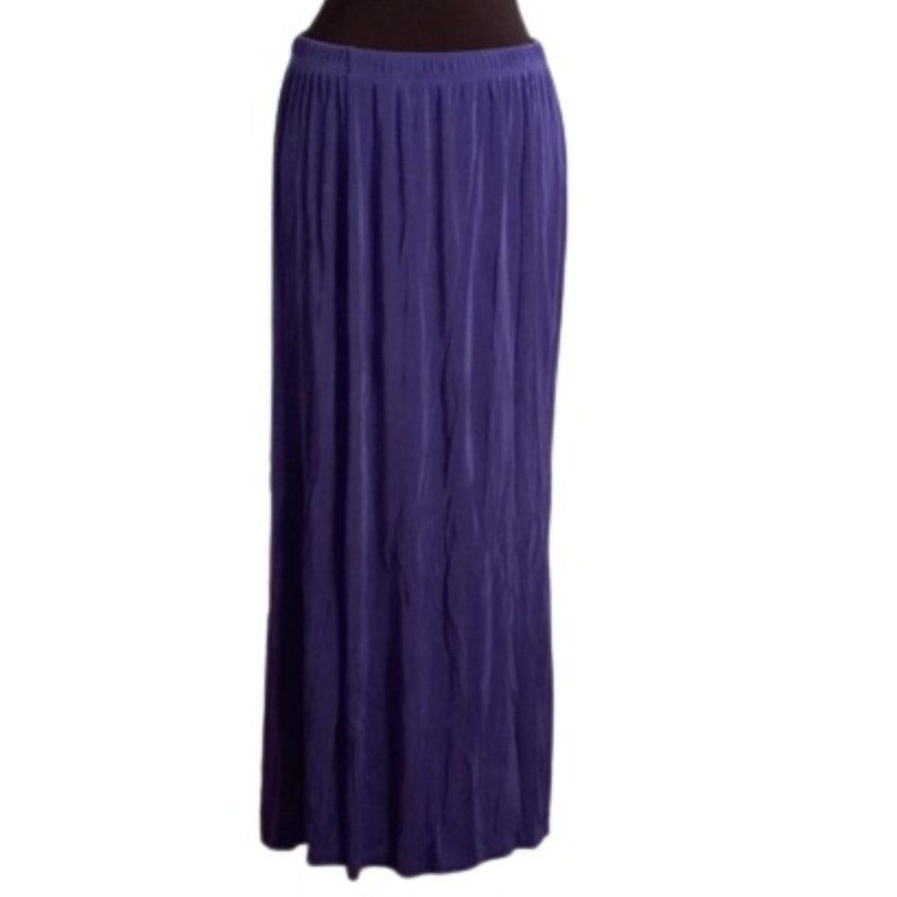 Citiknits 2X Blue Slinky Maxi Skirt Travel Knit